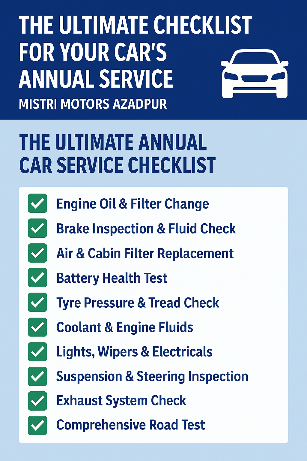 The Ultimate Checklist for Your Car’s Annual Service