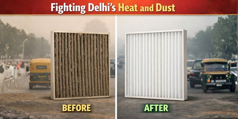 Fighting Delhi Heat and Dust